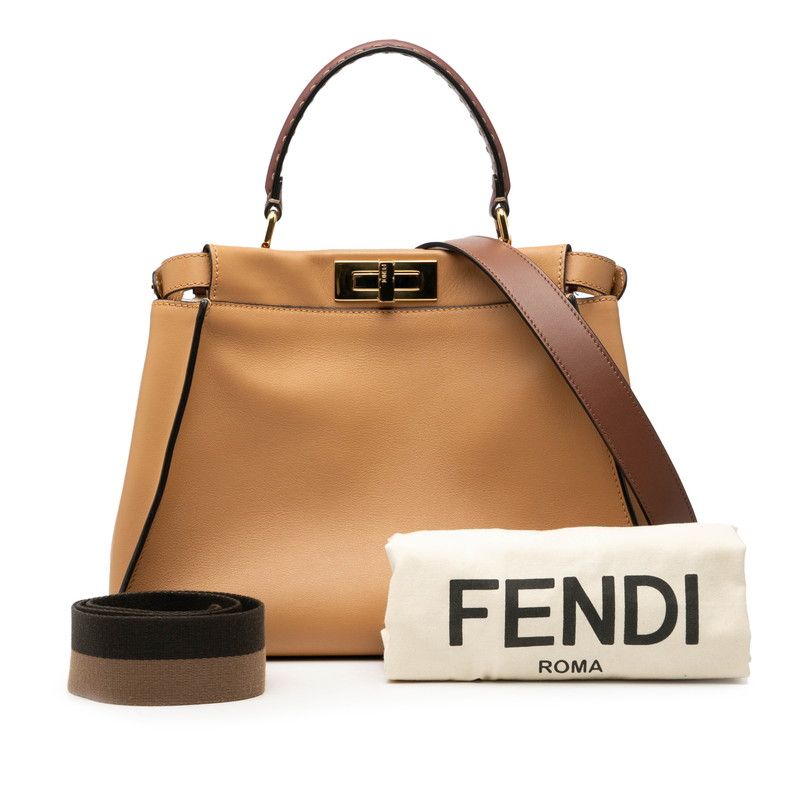 Fendi Selleria Peekaboo Regular 2-Way Shoulder Bag Brown Bold