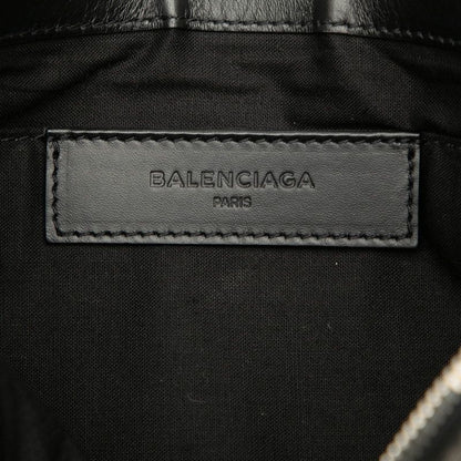 Balenciaga Navy Clip M Clutch Beige Black Canvas Leather