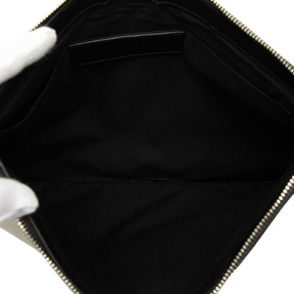 Balenciaga Navy Clip M Clutch Beige Black Canvas Leather
