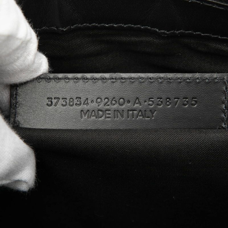 Balenciaga Navy Clip M Clutch Beige Black Canvas Leather