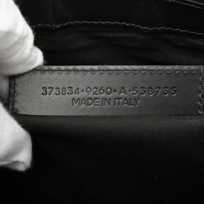 Balenciaga Navy Clip M Clutch Beige Black Canvas Leather