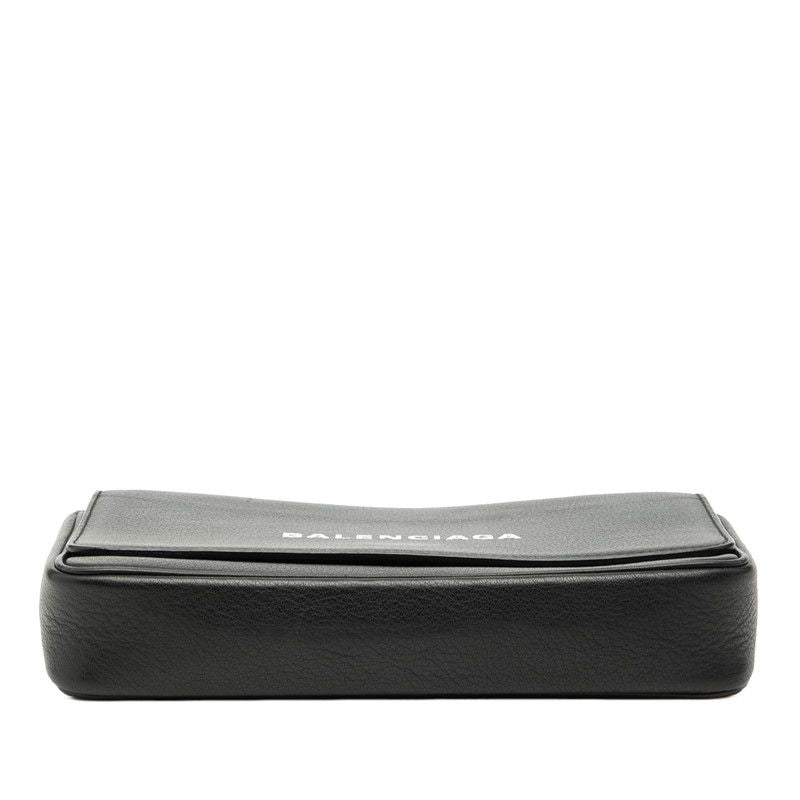 Balenciaga Everyday Chain Wallet Shoulder Bag Black Leather