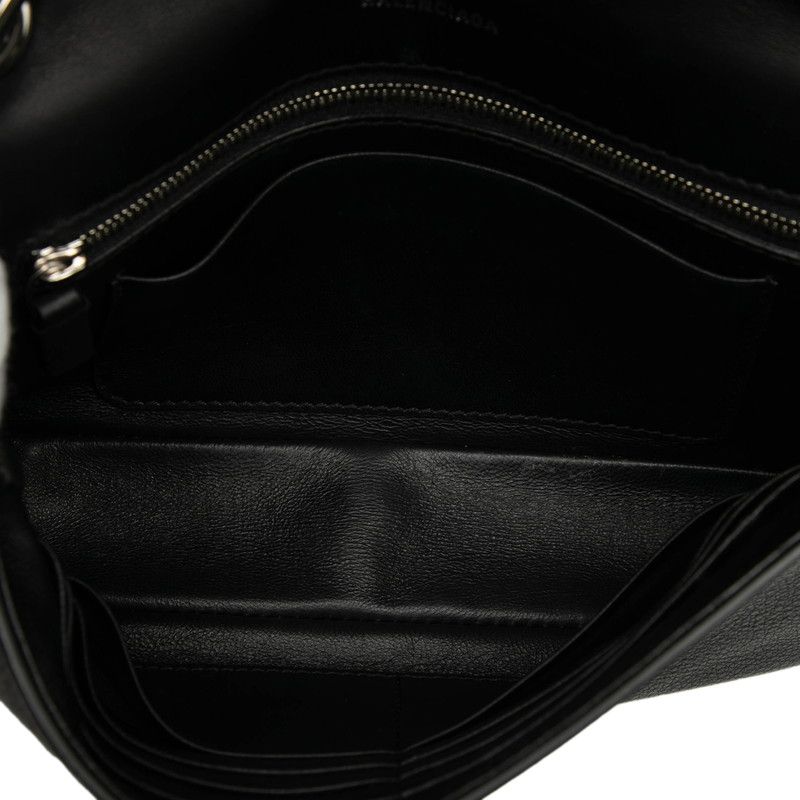 Balenciaga Everyday Chain Wallet Shoulder Bag Black Leather