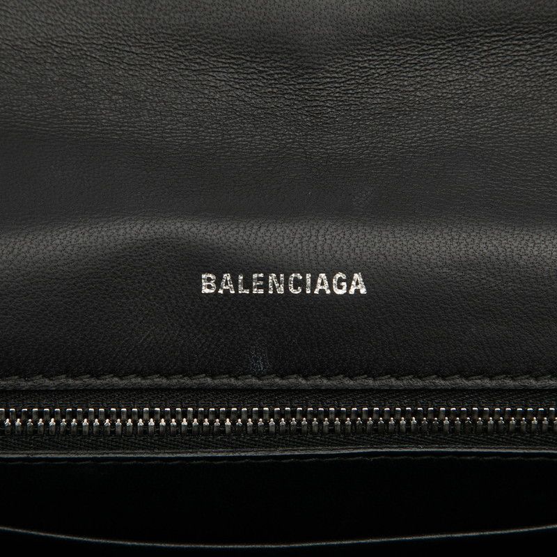Balenciaga Everyday Chain Wallet Shoulder Bag Black Leather