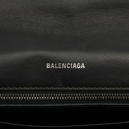 Balenciaga Everyday Chain Wallet Shoulder Bag Black Leather