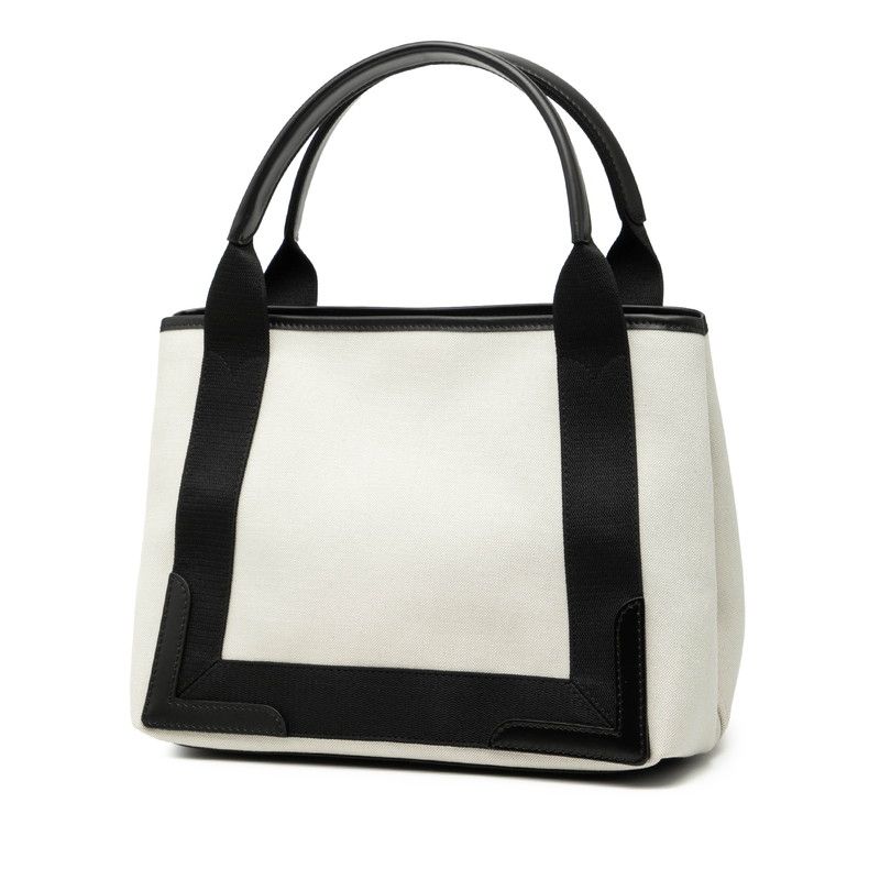 Balenciaga Navy Cabas S White Black Canvas Leather