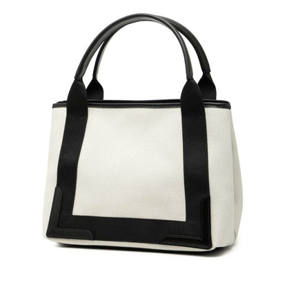 Balenciaga Navy Cabas S White Black Canvas Leather