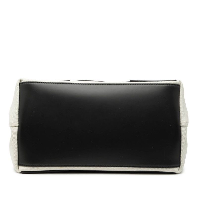 Balenciaga Navy Cabas S White Black Canvas Leather