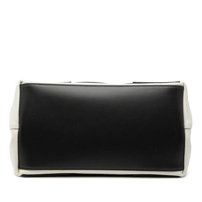 Balenciaga Navy Cabas S White Black Canvas Leather