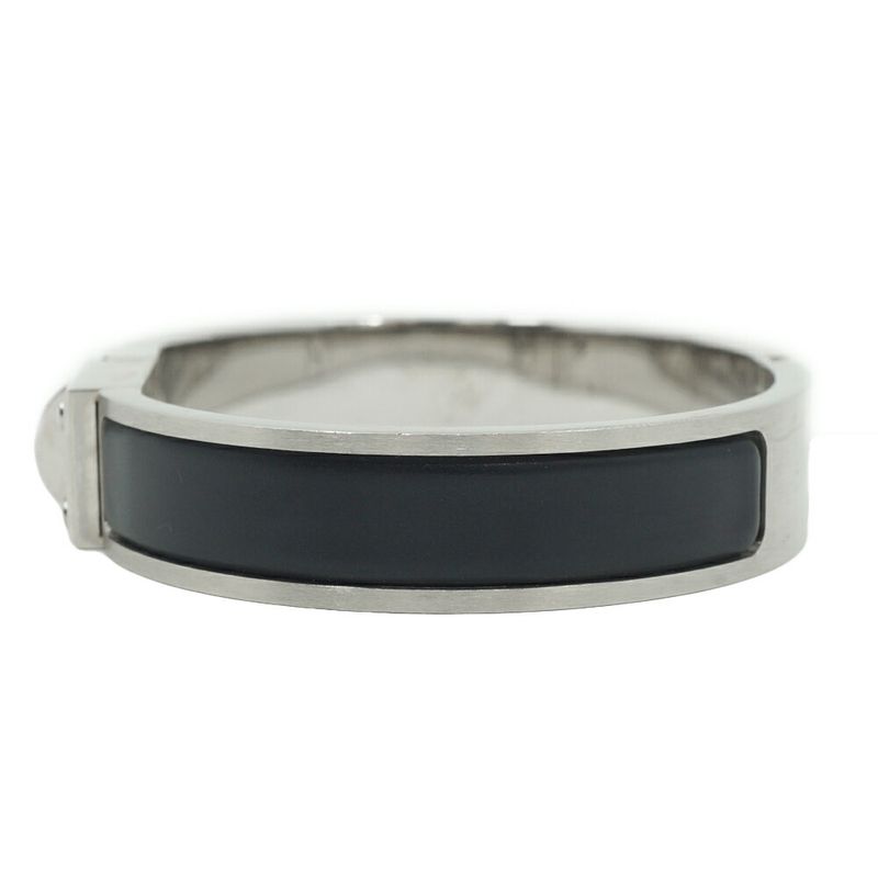 Hermes Kelly Bracelet Bangle Black Silver