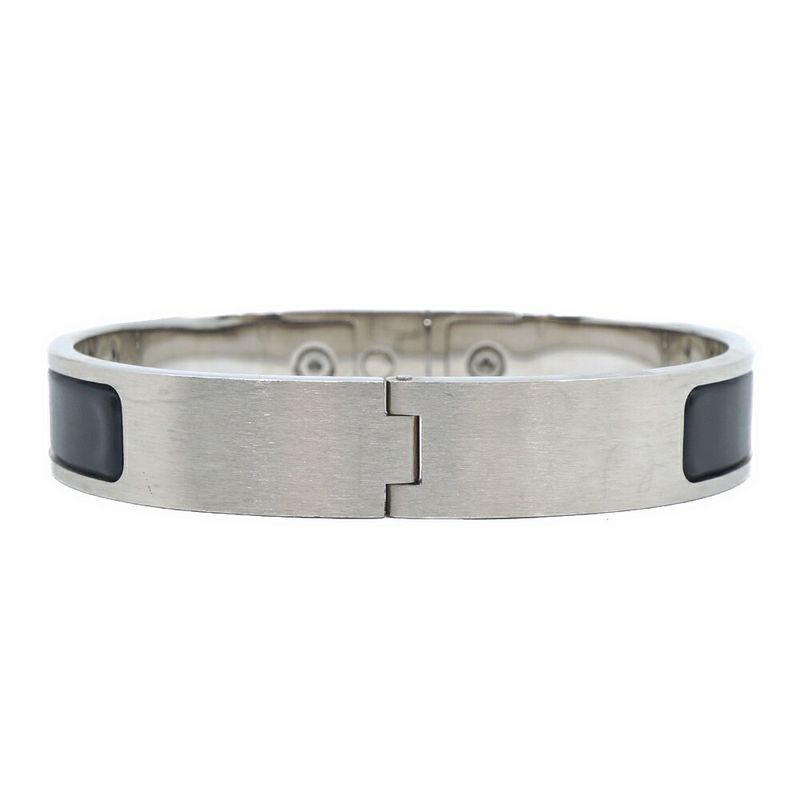 Hermes Kelly Bracelet Bangle Black Silver