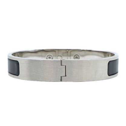Hermes Kelly Bracelet Bangle Black Silver
