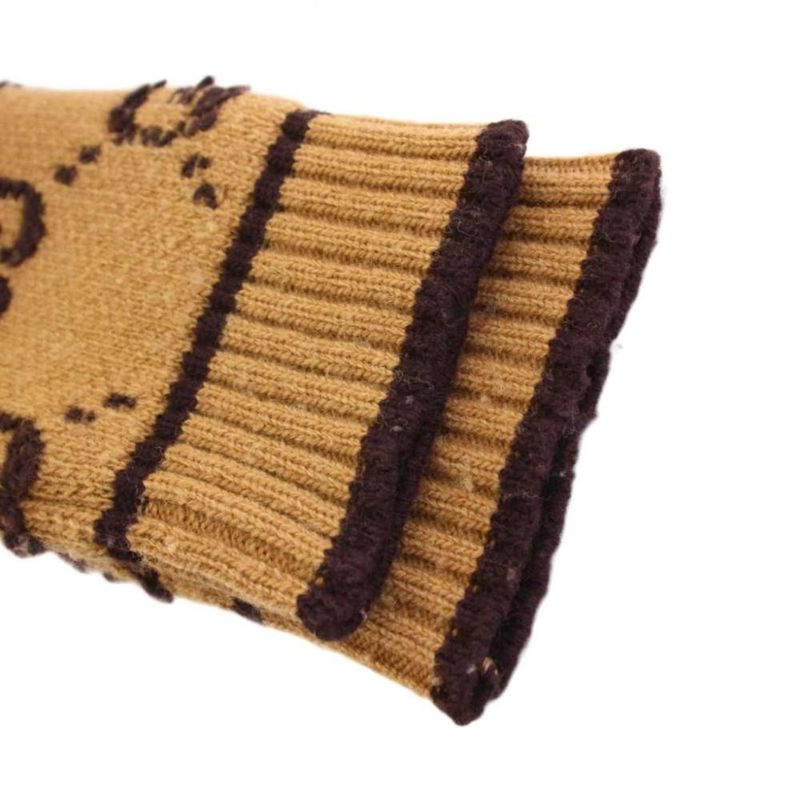 Gucci GG Cles Jacquard Cardigan Knit Long Sleeve S Brown KH