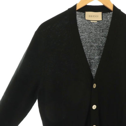 Gucci Logo Pocket Cardigan Knit Long Sleeve Cashmere Wool Blend XS Black NR