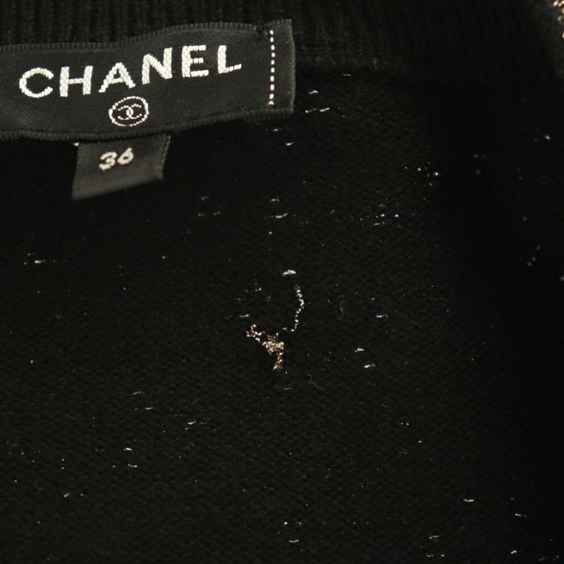Chanel Cashmere Logo Knit Sweater Long Sleeve Blend 36