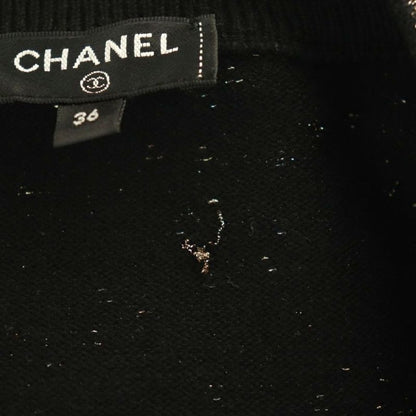 Chanel Cashmere Logo Knit Sweater Long Sleeve Blend 36