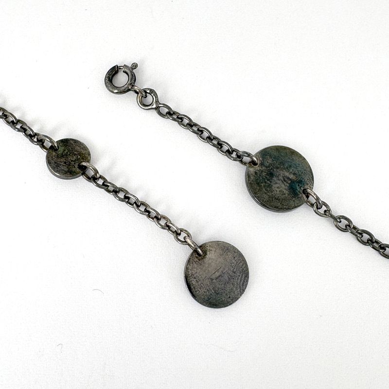 Hermes Confetti Long Necklace Serie Necklace Metal 750 Silver Black