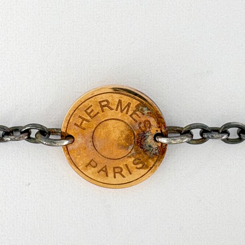 Hermes Confetti Long Necklace Serie Necklace Metal 750 Silver Black