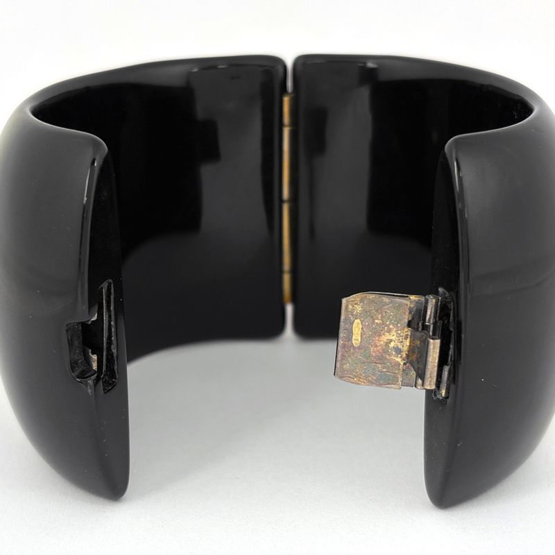 Chanel Logo Bangle Bangles Plastic Black