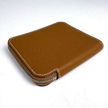 Hermes Azap Silk in Compact Zip Around Scarf Bifold Wallet Veau Gold O