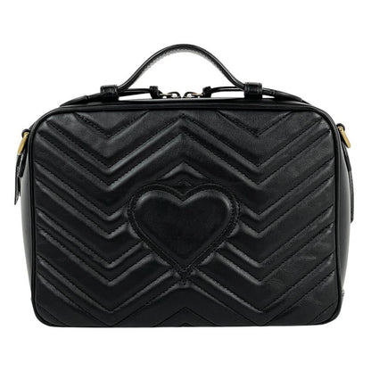 Gucci GG Marmont 2-Way Shoulder Bag Double Leather Black