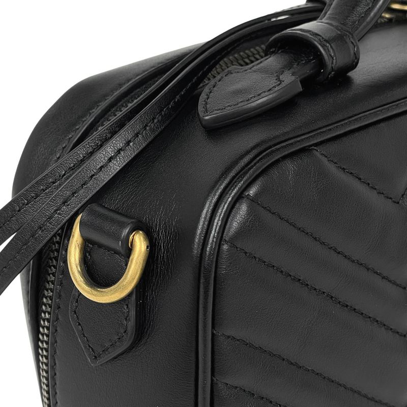 Gucci GG Marmont 2-Way Shoulder Bag Double Leather Black