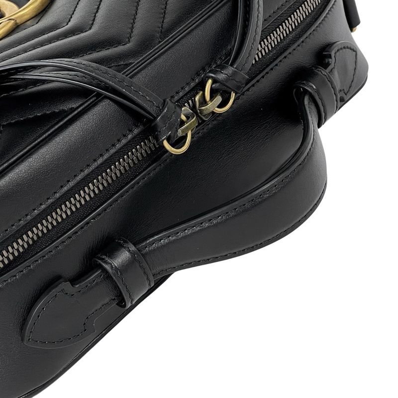 Gucci GG Marmont 2-Way Shoulder Bag Double Leather Black