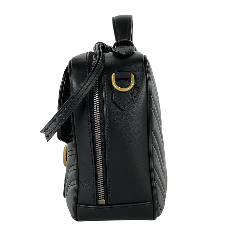 Gucci GG Marmont 2-Way Shoulder Bag Double Leather Black