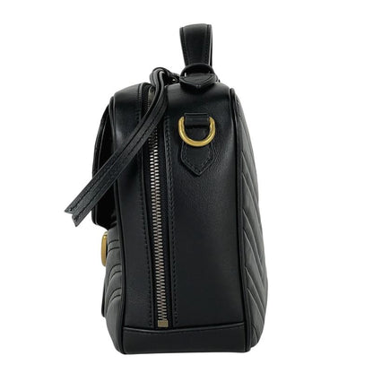 Gucci GG Marmont 2-Way Shoulder Bag Double Leather Black