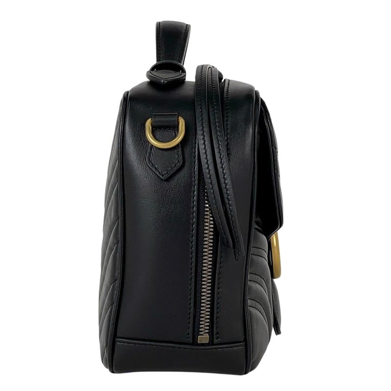 Gucci GG Marmont 2-Way Shoulder Bag Double Leather Black