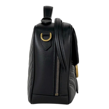 Gucci GG Marmont 2-Way Shoulder Bag Double Leather Black