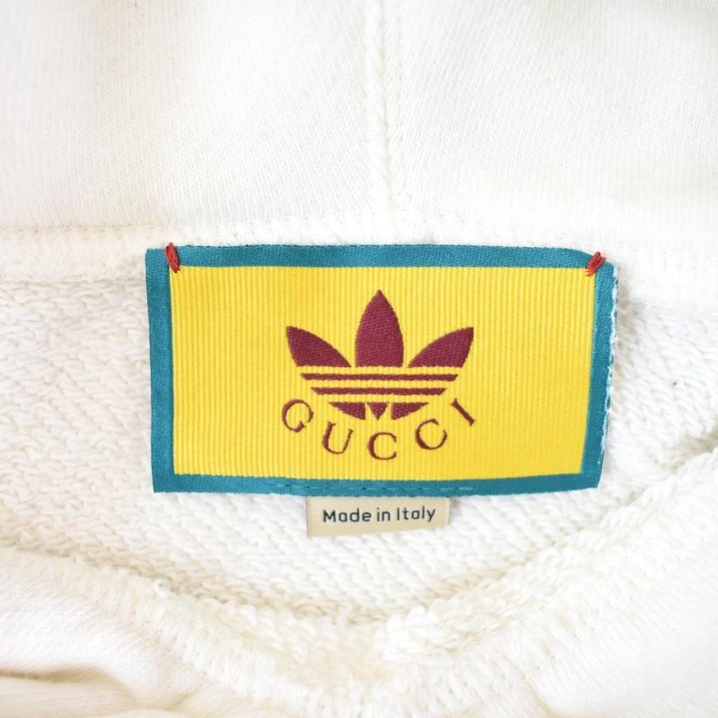Gucci Adidas Logo Sweatshirt Pullover Hoodie L White