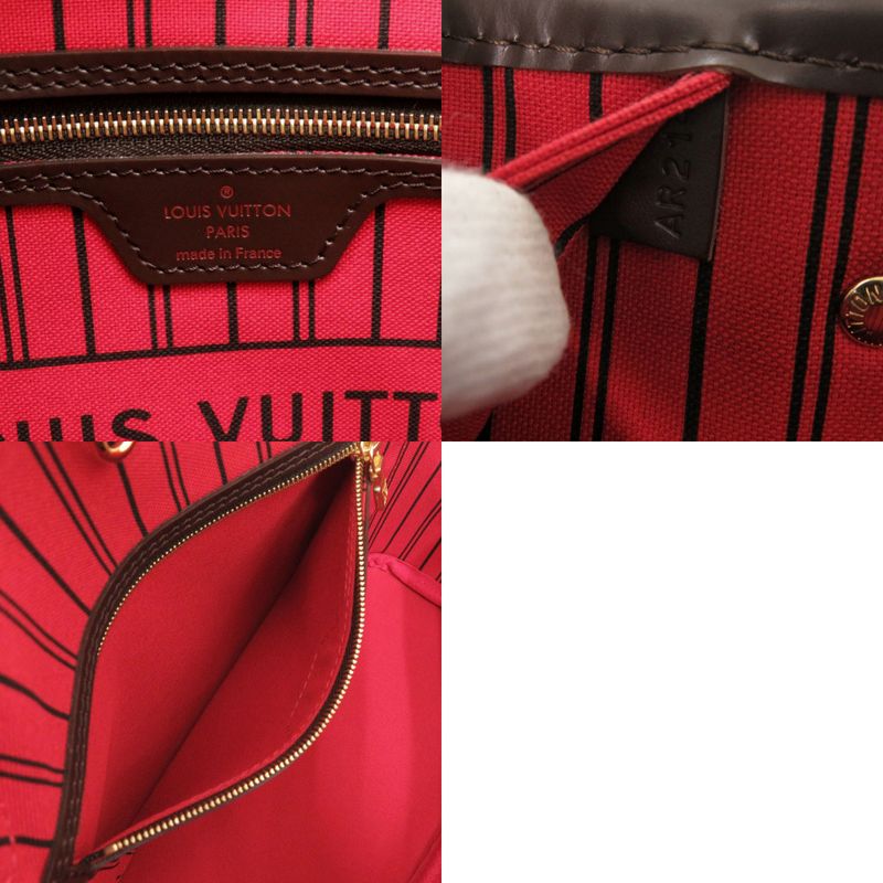 Louis Vuitton Damier with Neverfull PM Pouch Cerise Tote LV