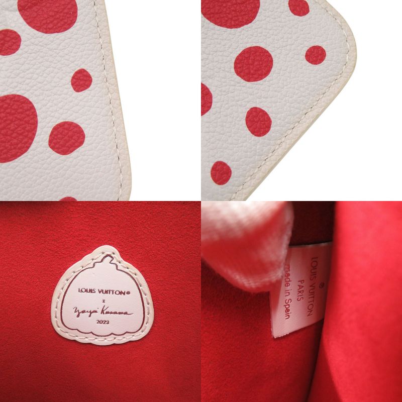 Louis Vuitton Neverfull Pouch Infinity Dot Yayoi Kusama White Red Leather LV