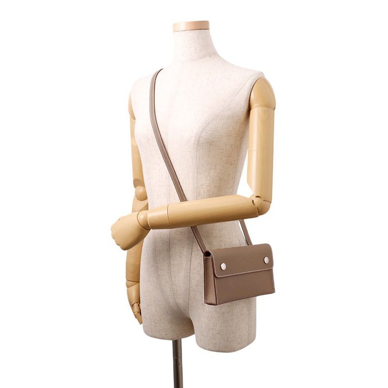 Hermes Shoulder Wallet Nap to Go Etoupe Silver Epsom