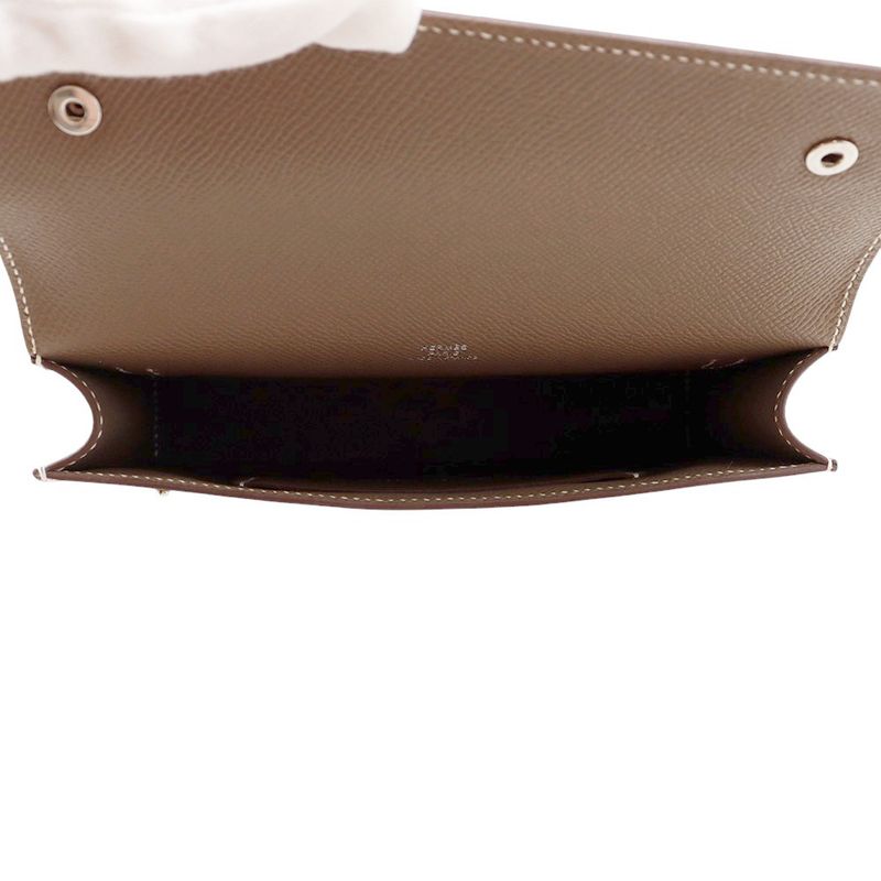 Hermes Shoulder Wallet Nap to Go Etoupe Silver Epsom