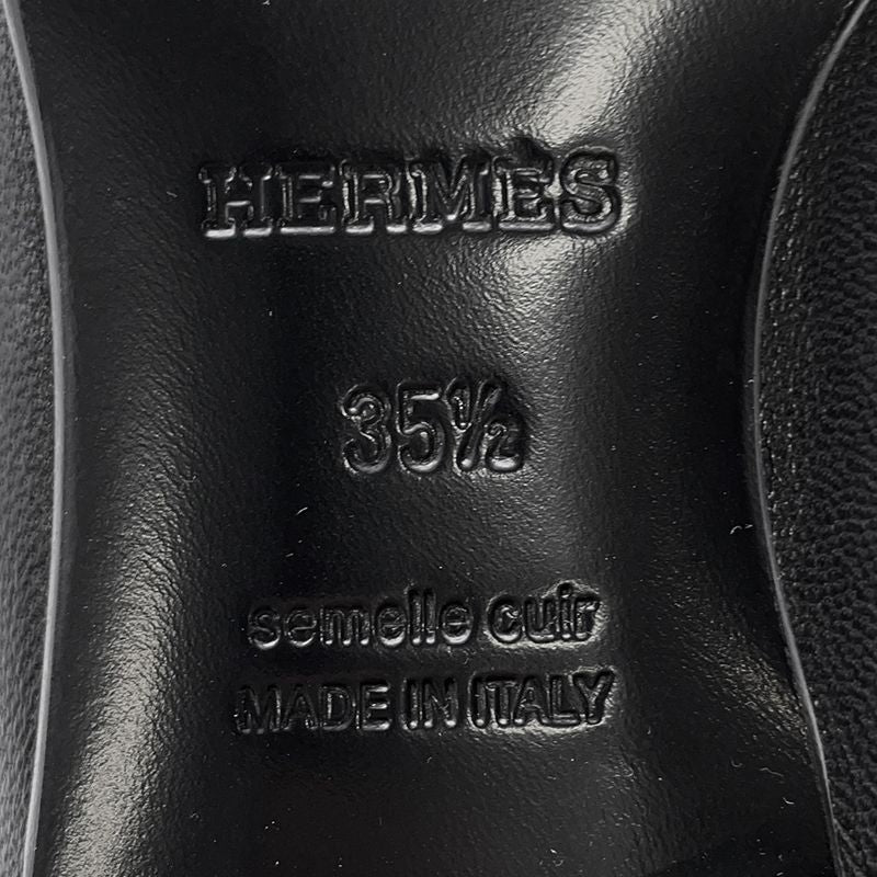 Hermes Moccasins Royale Leather 35.5 Shoes Black