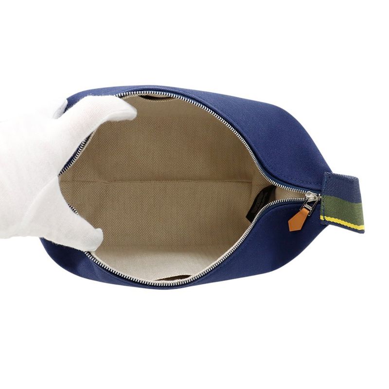 Hermes Pouch Bric-a-Brac PM Pavillon Marine Silver Canvas