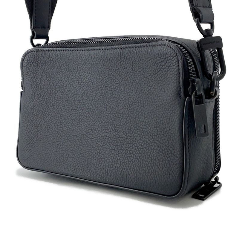 Louis Vuitton Shoulder Bag Grain Calf Leather LV Aerogram Alpha Wearable Wallet Noir Black