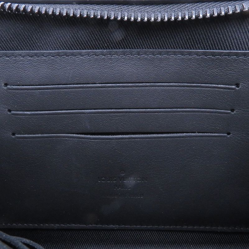 Louis Vuitton Shoulder Bag Grain Calf Leather LV Aerogram Alpha Wearable Wallet Noir Black