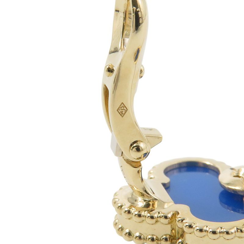 Van Cleef & Arpels Earrings Vintage Alhambra Blue Agate 18K Yellow Gold