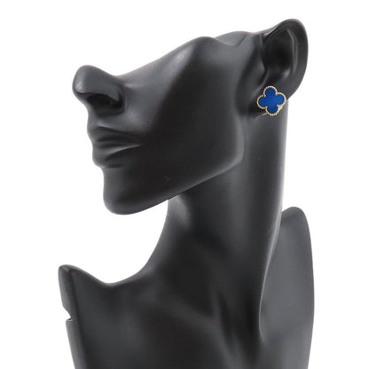 Van Cleef & Arpels Earrings Vintage Alhambra Blue Agate 18K Yellow Gold