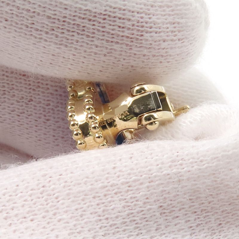 Van Cleef & Arpels Earrings Vintage Alhambra Blue Agate 18K Yellow Gold