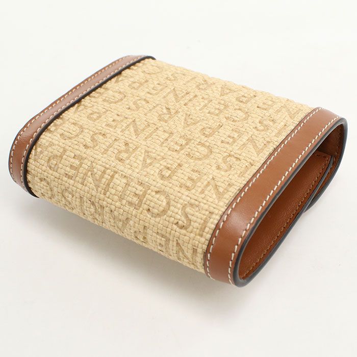 Celine Small Flap Wallet Triomphe Trifold Raffia Leather