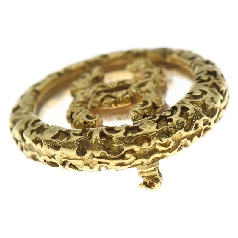 Chanel CC Logo Lava Brooch Gold