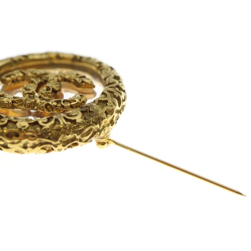 Chanel CC Logo Lava Brooch Gold