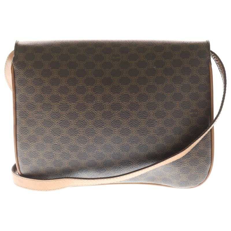 Celine Macadam Triomphe Leather Shoulder Bag Brown