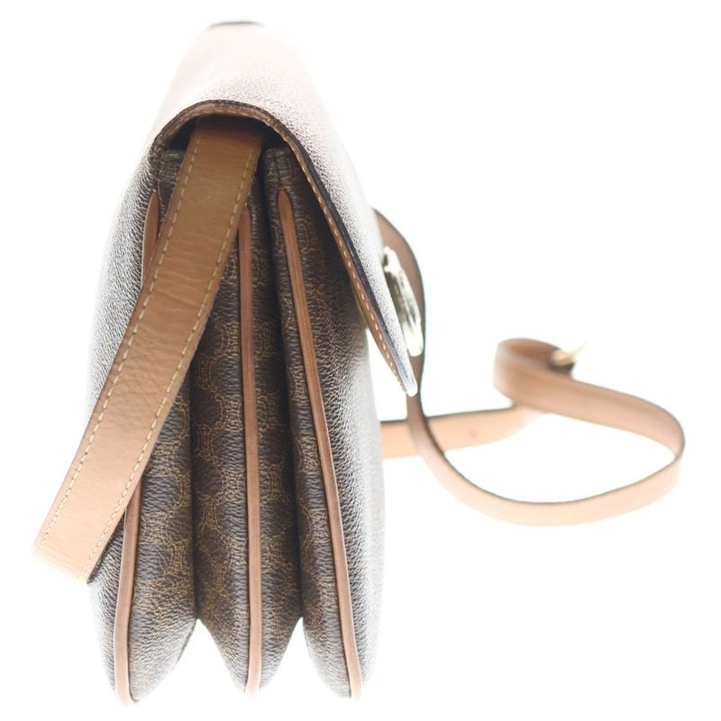 Celine Macadam Triomphe Leather Shoulder Bag Brown