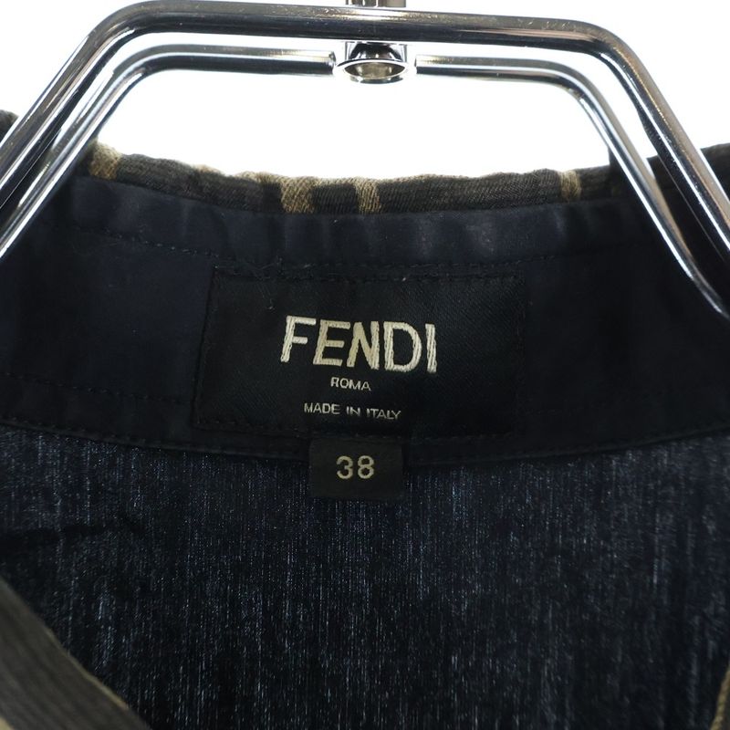 Fendi Zucca Silk Color Long Sleeve Shirt Black