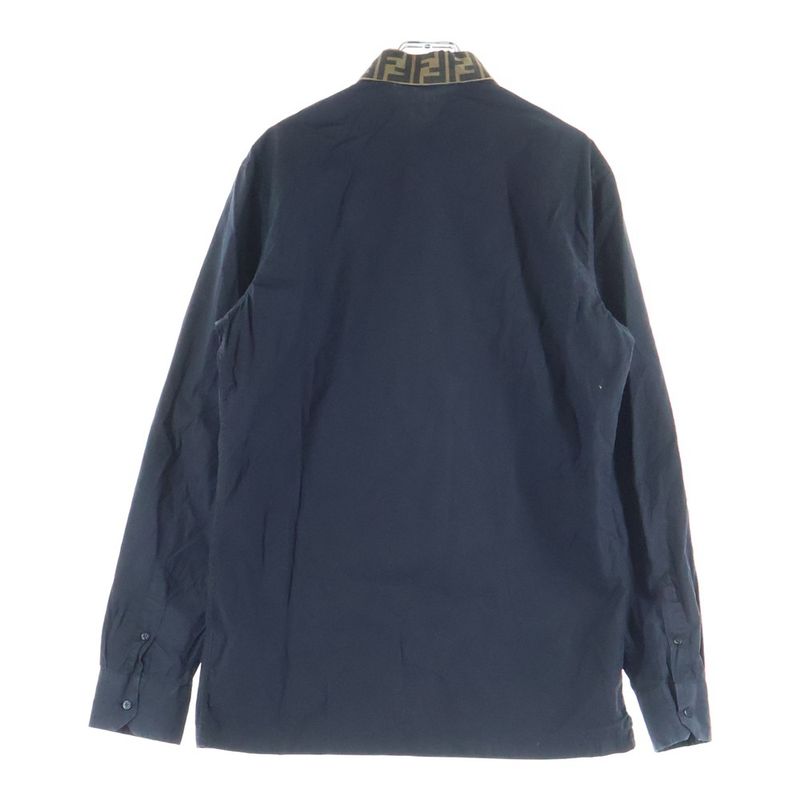 Fendi Zucca Silk Color Long Sleeve Shirt Black